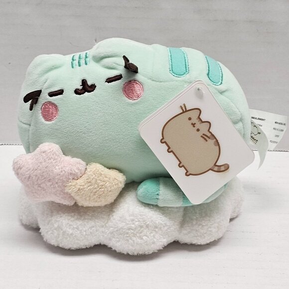 New Pusheen Squisheen Gund Sleeping On Green White Cloud Claire’s Exclusive - Picture 1 of 16
